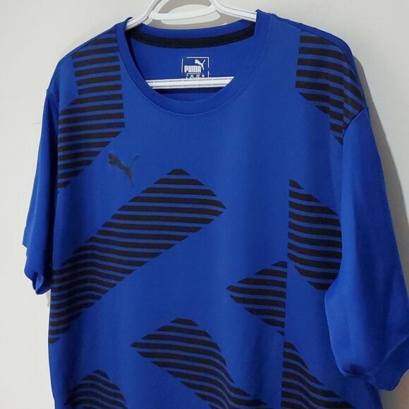 Puma XL black and blue athletic short sleeve shirt - Picture 2 of 7